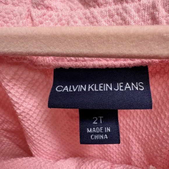 Calvin Klein Jeans 2T Girls Pink Cold Shoulder off Shoulder Short Sleeve Blouse - Picture 4 of 5